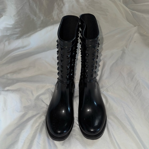 däv, women’s black rain boots, size 7 - Picture 2 of 6